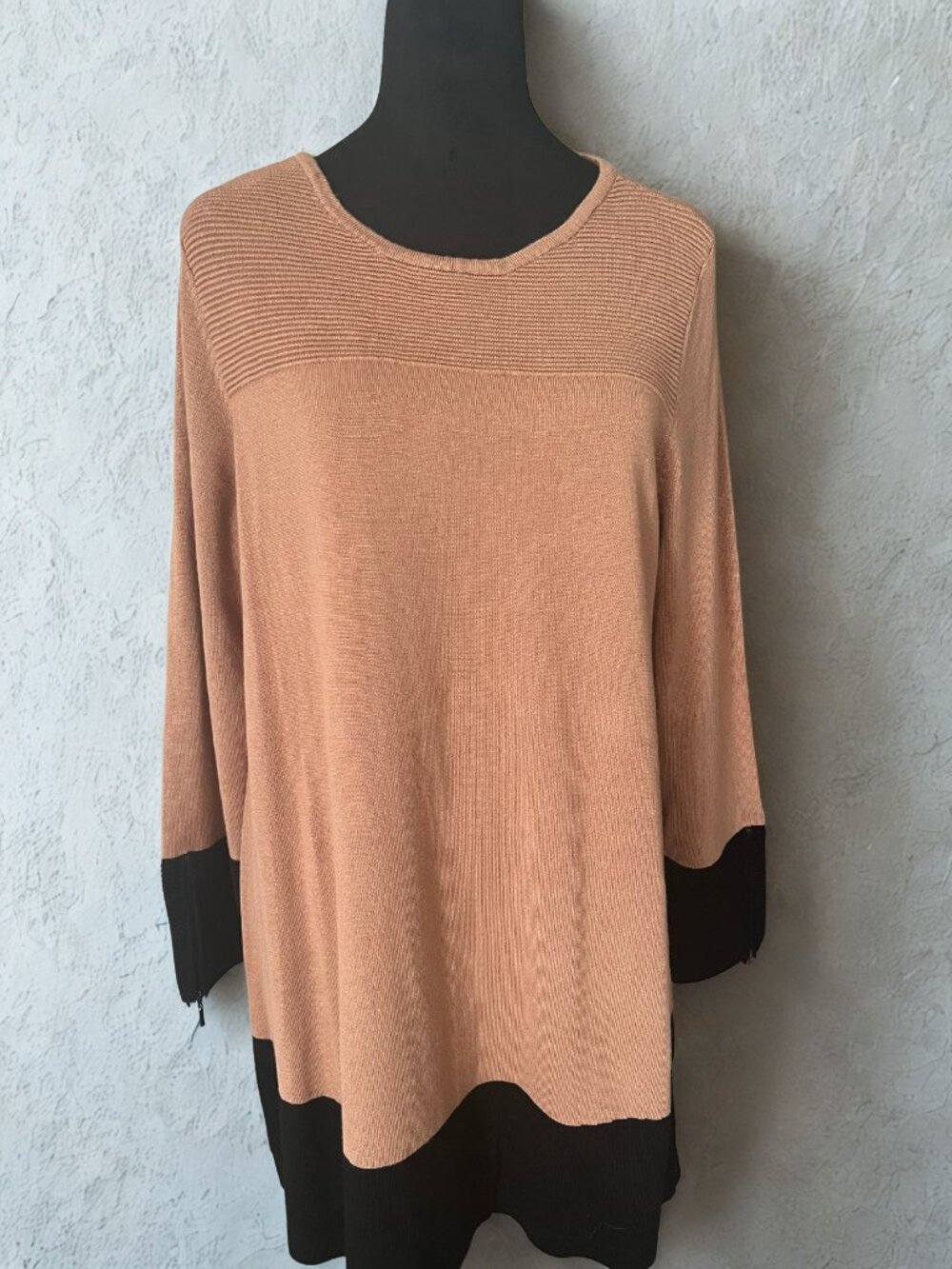 Alfani Tan and Black Accent Zipper Sweater